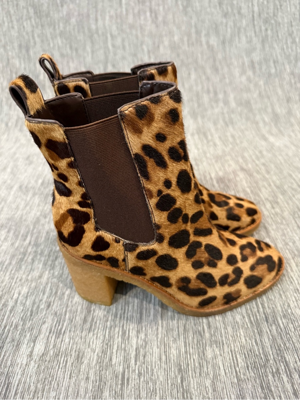 Ralph Lauren Leopard Print Chelsea Ankle Boots in Brown